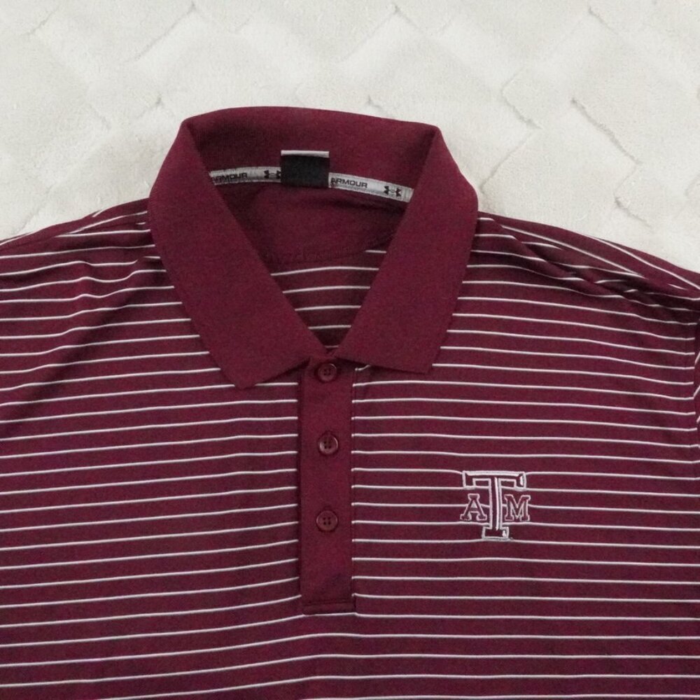 Under Armour Texas A&M Aggies Polo Shirt Mens 2XL Striped